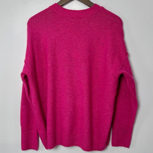 Vince Camuto Exposed Seam Crewneck Sweater Relaxed Fit Bright Pink Size XS/S - Picture 6 of 15